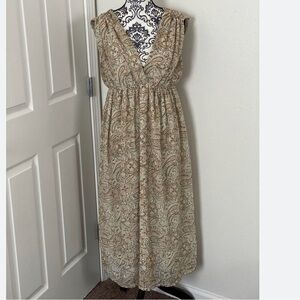 H&M Paisley Maxi Dress in Beige and Brown